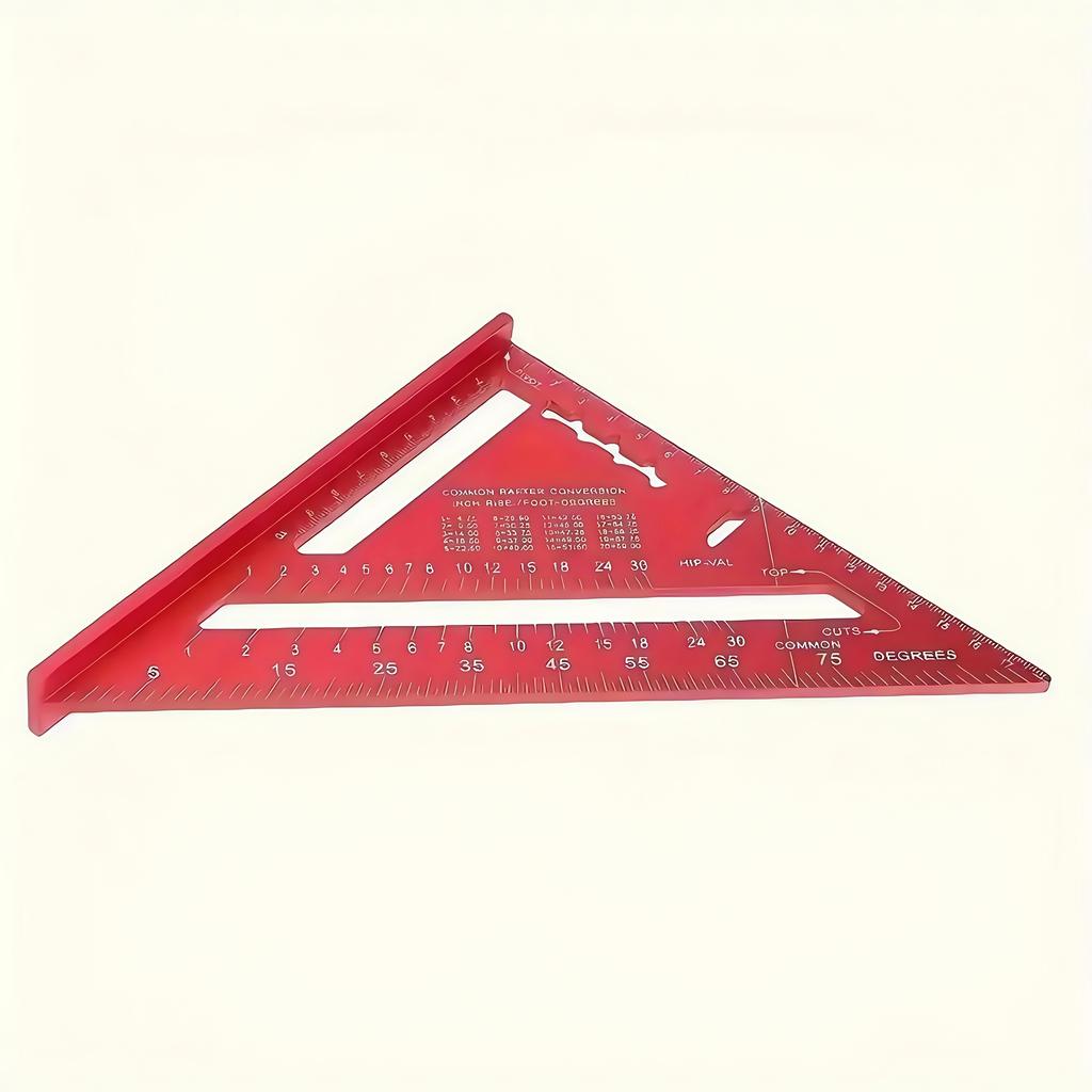 [Precision Ruler] Precision 12-Inch Red Aluminum Alloy Triangle Ruler| Durable Metal Construction, Angle Finder and Metric Scale