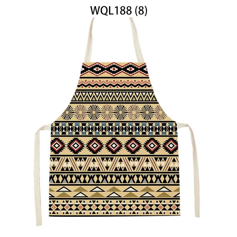 Retro Geometry Print Kitchen Apron for Woman Man Bohemia Linen Baking Aprons Adult Kids Cooking Apron Cleaning Tools Tablier