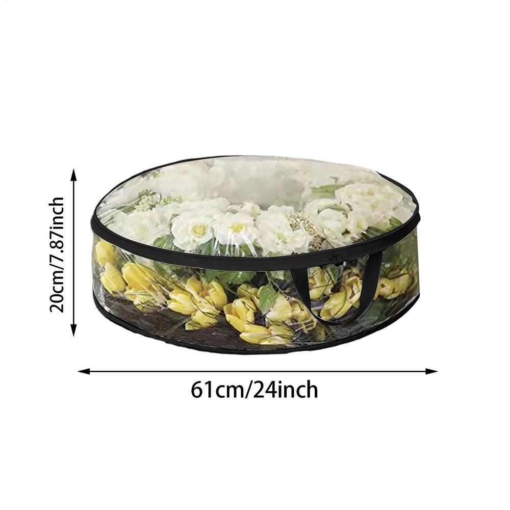 Christmas Wreath Storage Bag Lattice Wreath Dustproof Bag Seasonal Holiday Wreath Storage Container with Handle and Zipper
