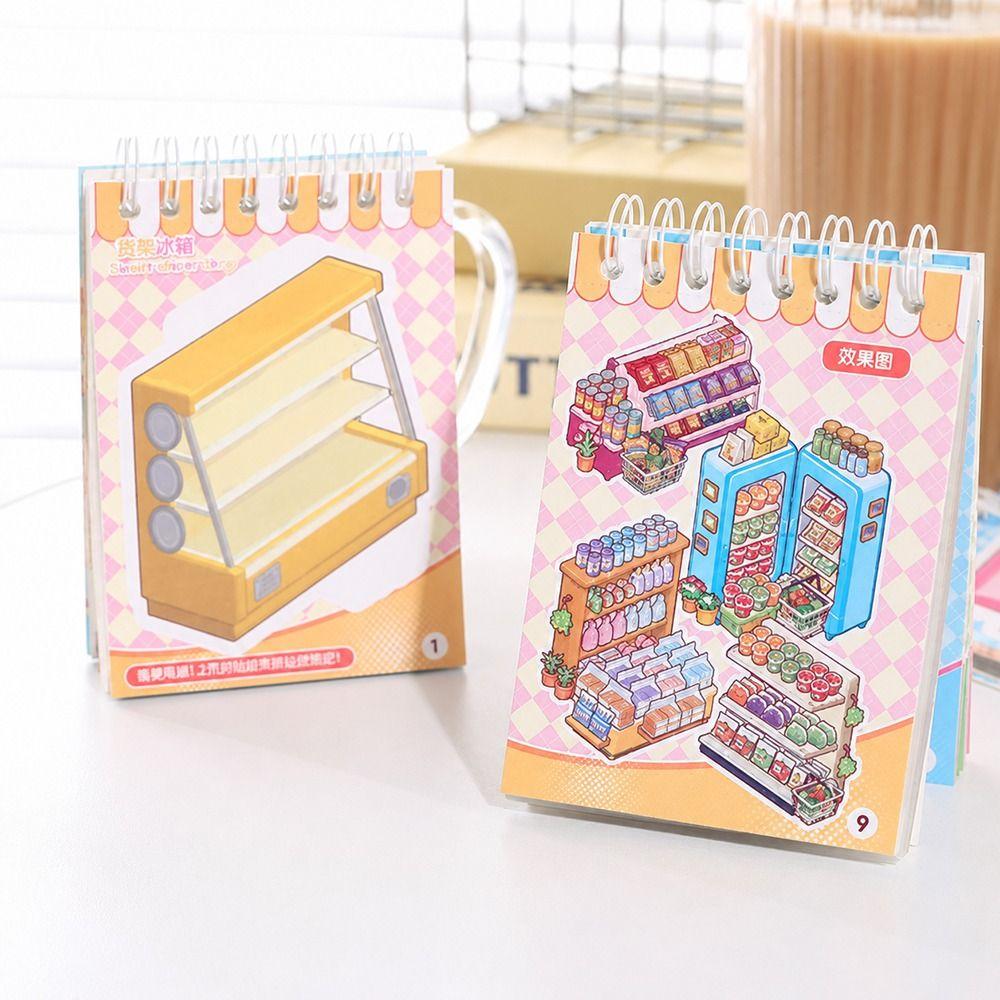 Cartoon 3D Landscape Sticker Book Decorative Miniature Scene Collage DIY Cabin Scene Sticker Toy