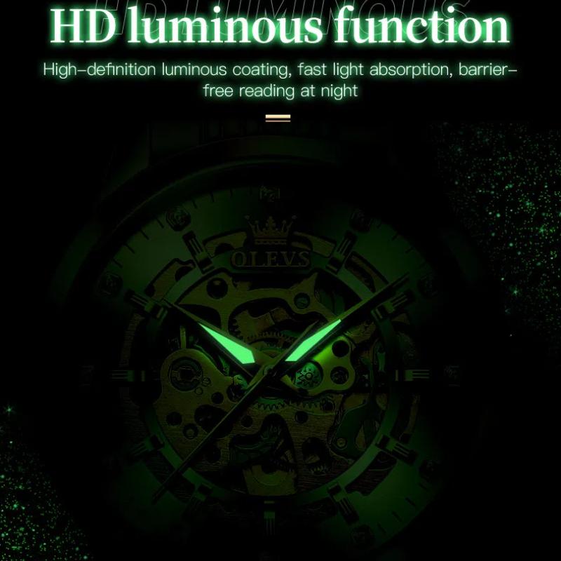 Modische ausgehöhlte Diamant-Intarsien-mechanische Uhr wasserdichte leuchtende Herrenuhr