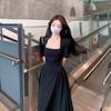 Square Collar Dress Niche Design Waist Temperament French High Sense Summer Women's Clothing Royal Sister Spice Girl