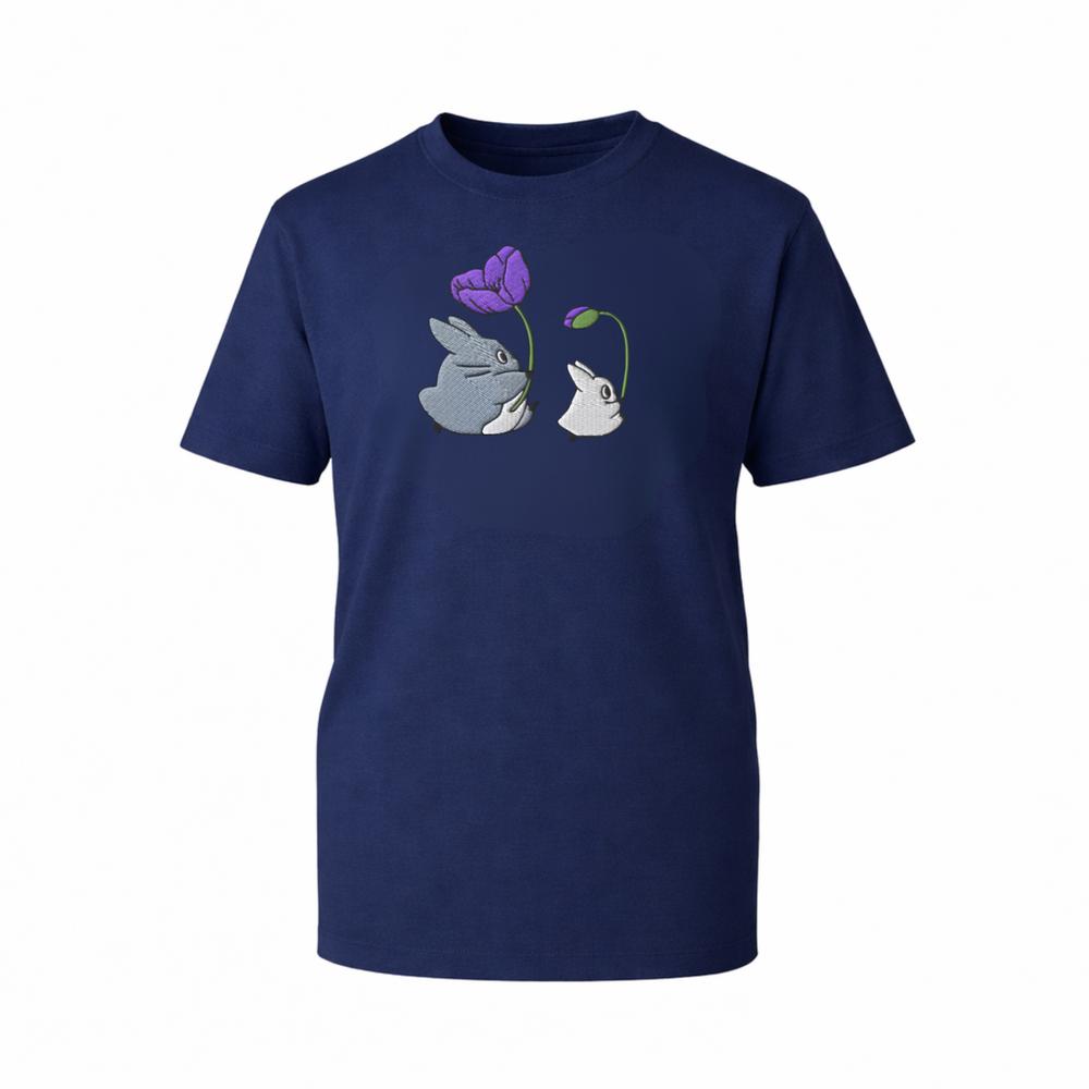 Embroidered Cute Forest Creature TShirt Purple Floral Whimsical Gift TTop S