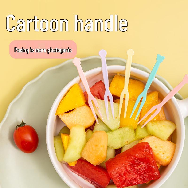 Disposable Plastic Fruit and Dessert Fork Set - Two-Pronged, Small Forks for Pastries, Cake, and More