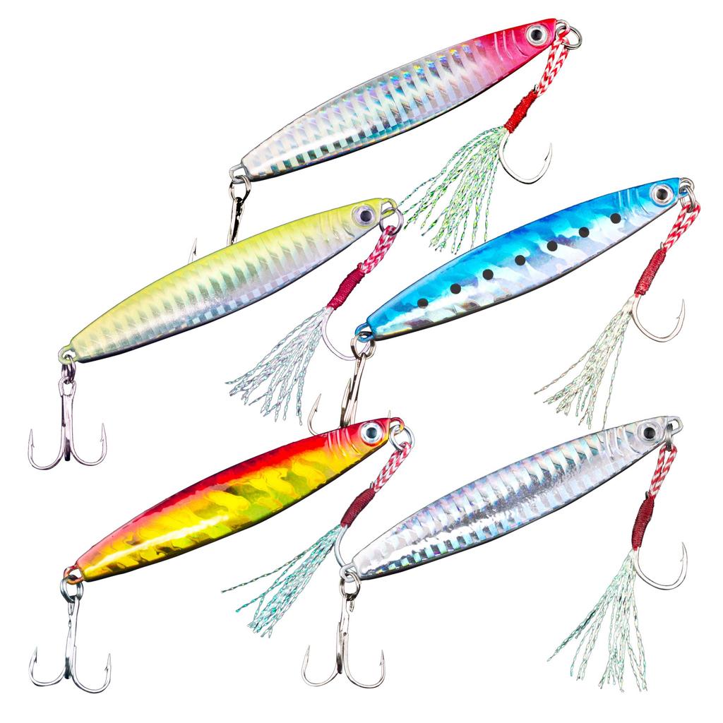 Orurudo Fishing Tackle Metal Jig Set, 30g X 7cm, 5-Piece Set with Assist Hooks, Metal Jig H, for Warasa, Yellowtail, Amberjack, and Red Sea Bream