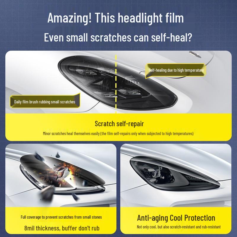 Película TPU Negra Ahumada para Faros para Porsche Cayenne, Macan, Panamera, 718