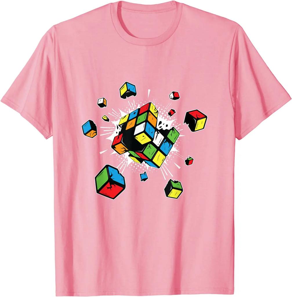 Exploding Rubix Rubics Present Gift for Kids T-Shirt Fitness Tight Tshirts Classic Tops Tees Cotton Men Casual