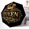 1pc Sturdy 8-Bone Auto Umbrella, Queen Crown Emblem Umbrella, Digital Printed, Foldable Umbrella for On-the-Go Outdoor Use