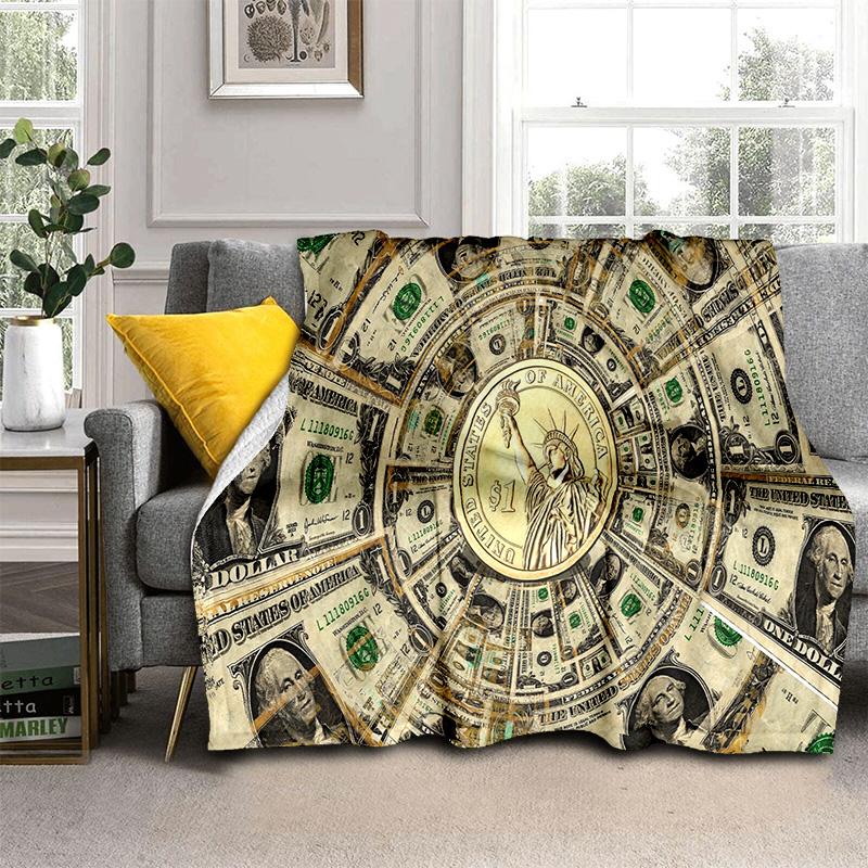 Coperta Ricca con Motivo di Dollari Euro in 3D, Coperta Morbida da Lancio per Casa Camera da Letto Letto Divano Picnic Viaggio Ufficio Coperta Copertura Bambini