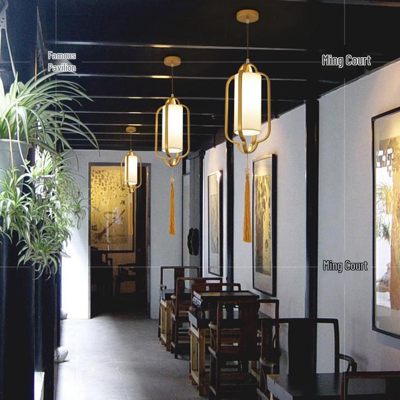 Chinese Zen Style Single Head Pendant Light for Restaurant, Bedroom, Tea Room, Corridor, and Dining Room