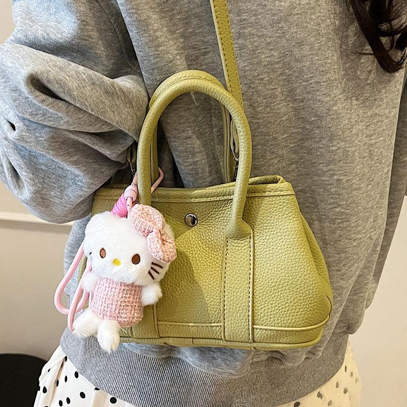 Korean Niche Dopamine Lychee Pattern Portable Bucket Bag Casual Simple Versatile Temperament Commuter Messenger Women's Bag