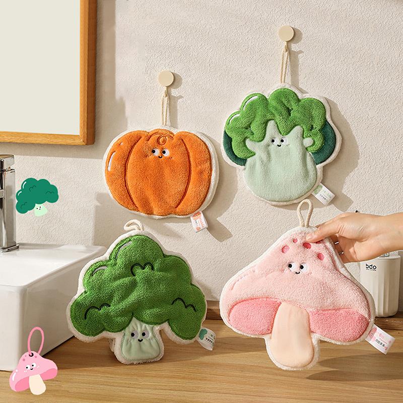 Cute Hand Towel Cartoon Wipe Handkerchief Rag Vegetable Shape Towels For Kitchen Bathroom Kidshanging Towel Soft Dish Cloth
