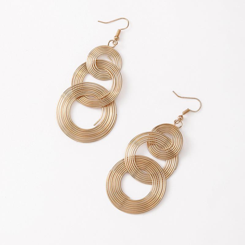 Europe and The New Personalized Multi-layer Circle Earrings Exaggerated Retro Big Circle Long Earrings Earrings Female.