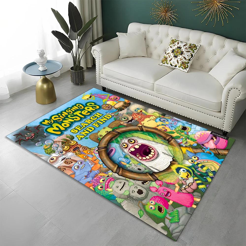Tappeto Cartoon 3D My Singing Monsters Videogioco per Casa Soggiorno Camera da Letto Divano Zerbino Decorazione, Tappeto per Area Tappetino Antiscivolo per Pavimento
