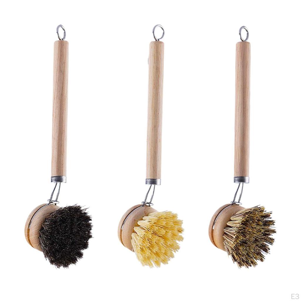 Dish Brush Ergonomic Wooden Handle Scrub Multi Use Lightweight for Counter