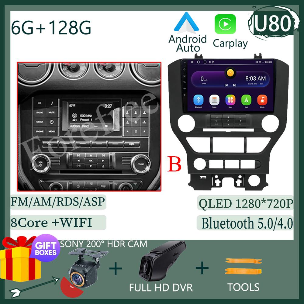 Android 14 For Ford Mustang 6 VI S550 2014 - 2025 Car Radio Multimedia Video Player Stereo Carplay Navigation GPS WIFI QLED DVD