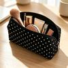 Cute Polka Dots Pencil Case Aesthetic Canvas Pen Pouch Large Capacity Vintage Cosmetic Bag Simple Stationery Organizer For Girls
