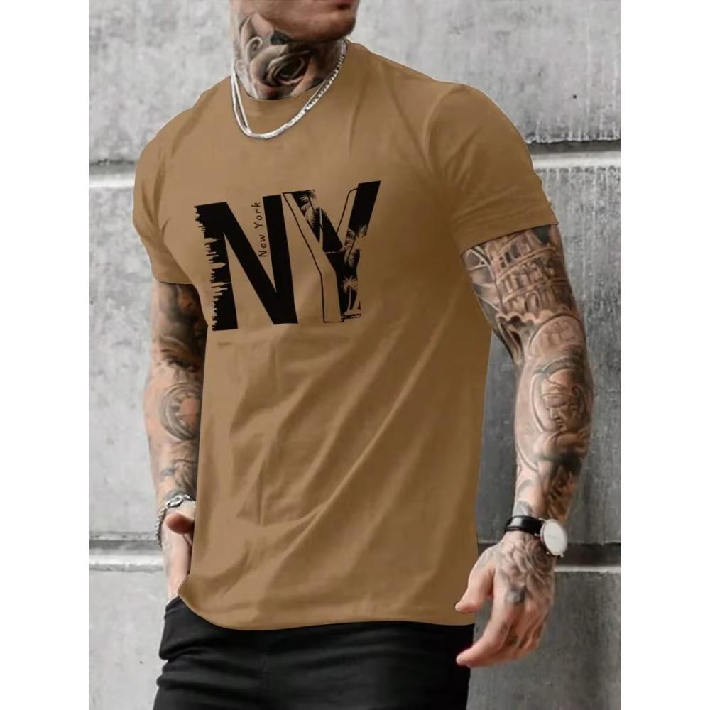 3D California Letter Print Men's Loose T-shirt Urban Street Men's Fashion Short-sleeved Top Summer Daily Casual Men's T-shirt