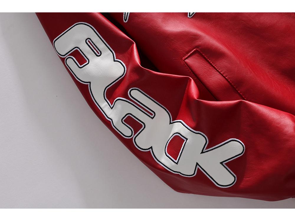 Men's American Racing Style Leather Jacket - Streetwear, Stand Collar, Cool Hip-Hop High Street Trend, Motorcycle Outerwear.