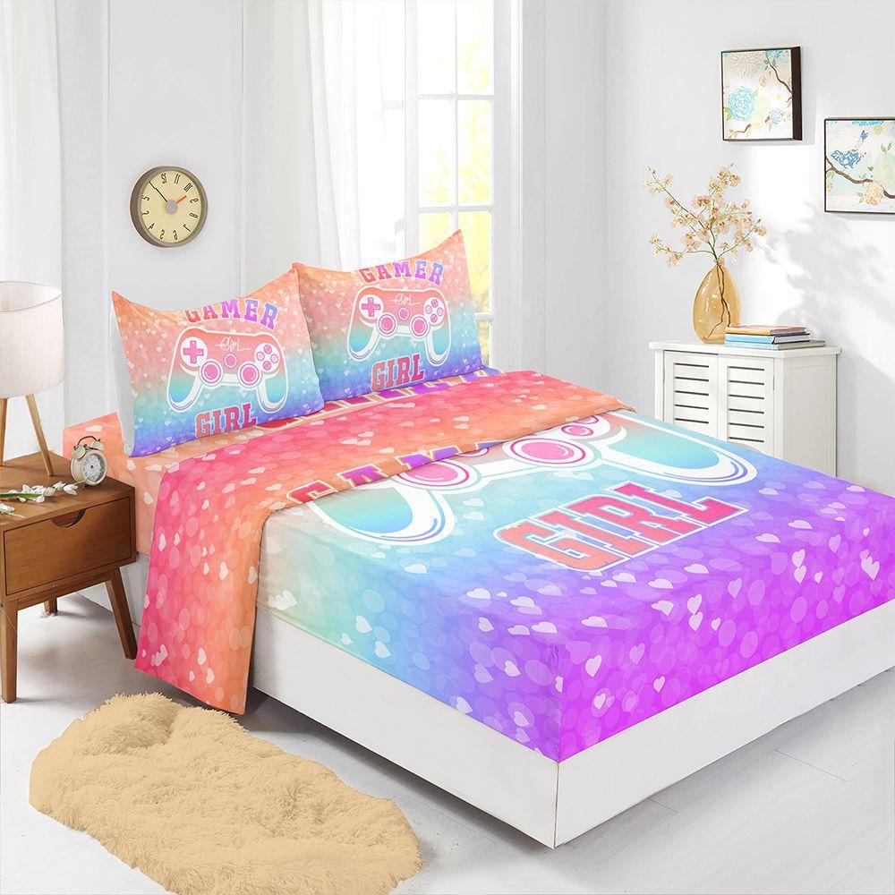 Mattress Four-Piece Gamepad 3D Digital Printing Mattress Protective Cover Sheet