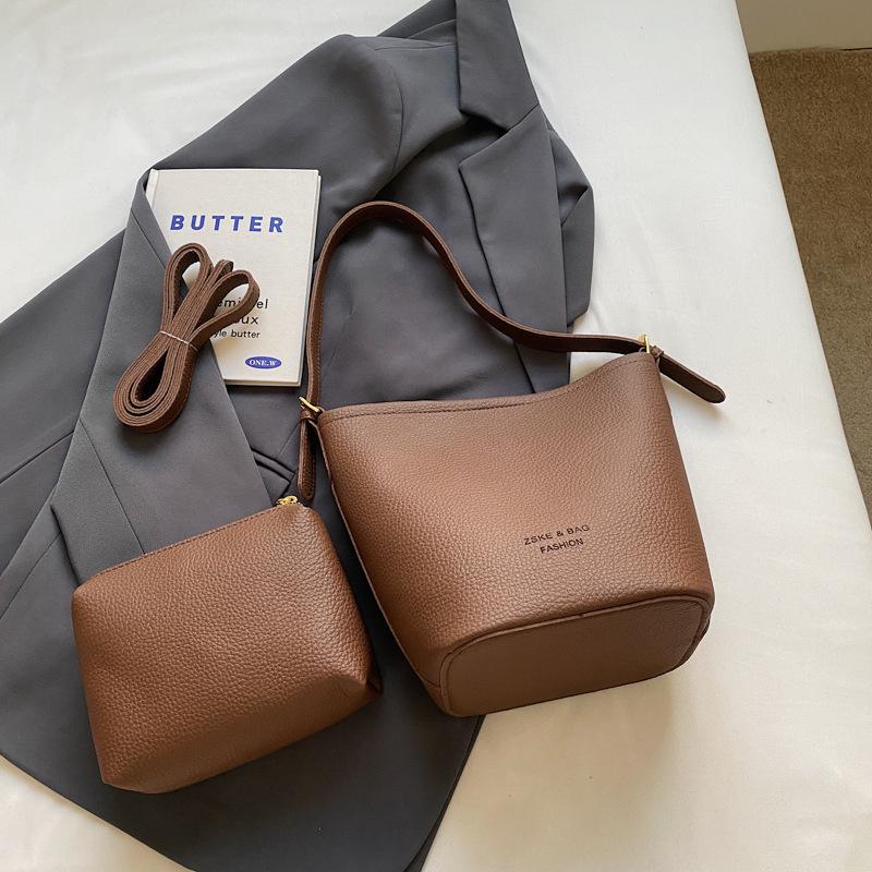 Retro Simple Mother And Child Bag Bucket Bag Women'S Fashion Shoulder Underarm Bag Foreign Style Versatile Messenger Bag