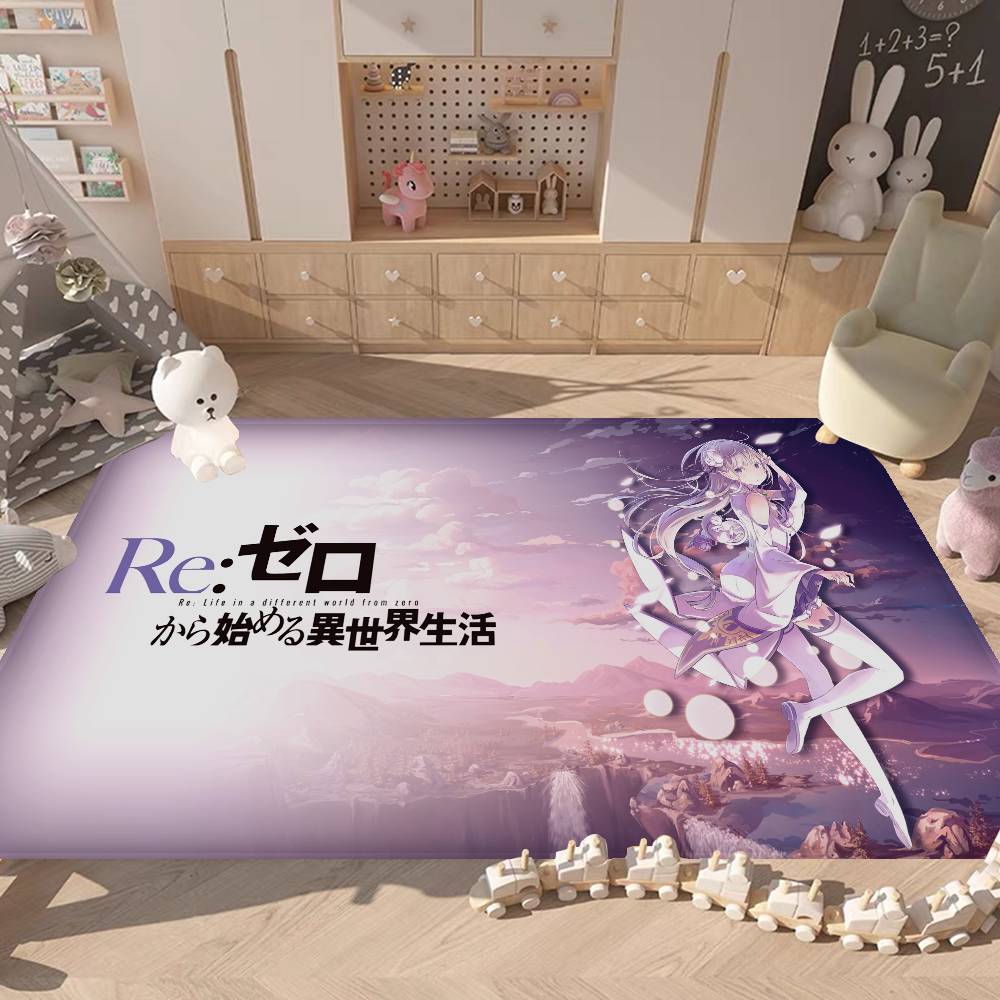 Emilia ReZero Anime Girl Floor Mat INS Style Soft Bedroom Floor House Laundry Room Mat Anti-skid Household Carpets