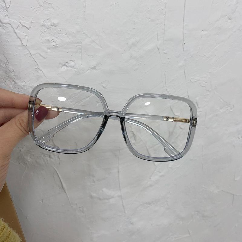 Women Transparent Oversized Square Glasses Frames Fashion Korea Plain Eyewear Zero Points Optical Spectacles