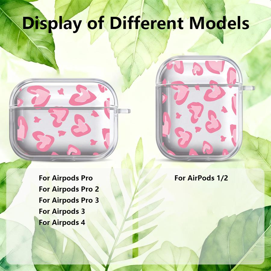 Clear Earphone Cases Cover Case For Airpods 2 Pro2 4 Pro 1 3 Pro3 Pink Leopard Print