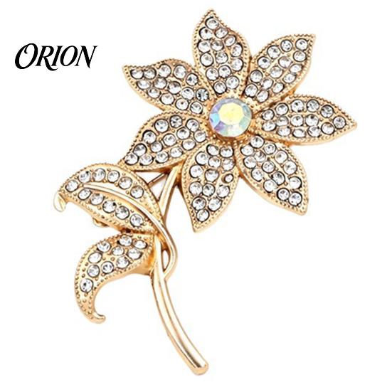 Flower Shaped Pin Rhinstone Floral Brooch for Women, Shape Alloy Lapel Pin, Clothing Jewelry Accessories Wedding Party Prom