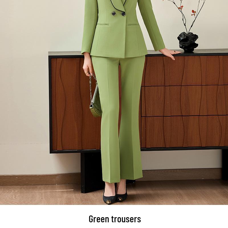 

Элегантный женский розовый брючный костюм с широкими брюками - Осенне-зимний формальный комплект-двойка XL