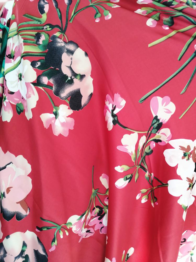 Tessuto di Raso di Seta Floreale Grande per Cheongsam, Fodera e Nastro per Copricapo