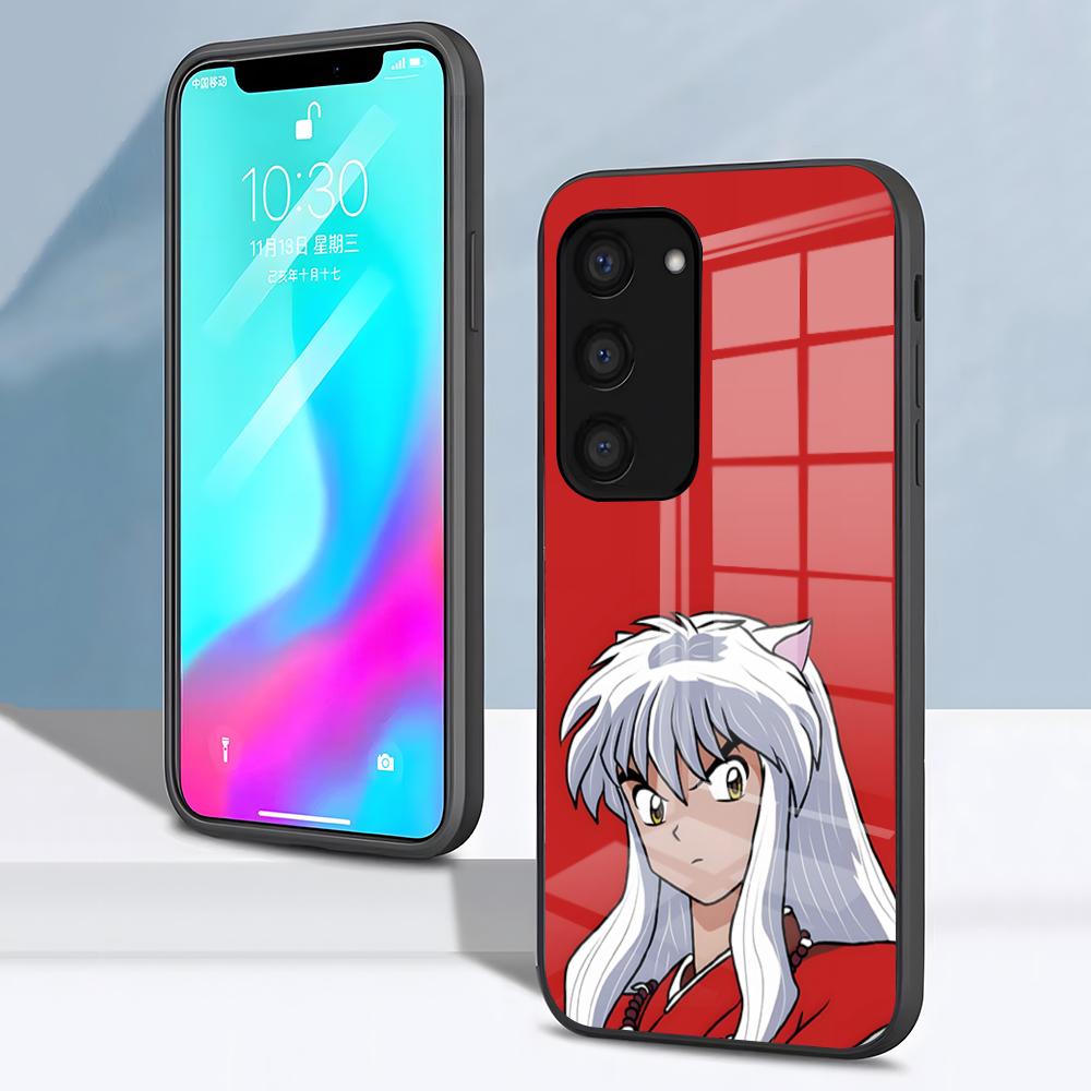 Anime I-Inuyasha Phone Case For Samsung S26 S25 S24 FE S23 S22 S21 Plus S20 Ultra Note20Ultra Black Glass Cover