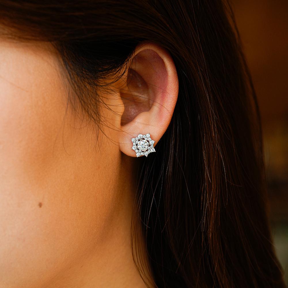 Unisex Irregular Moissanite Stud Earrings In Sterling Silver - Hip Hop Fashion