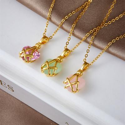 Colorful Love Heart Pendant Necklaces for Women Girls Stainless Steel Chain Simple Sweet Jewelry Accessories Gifts for Lover