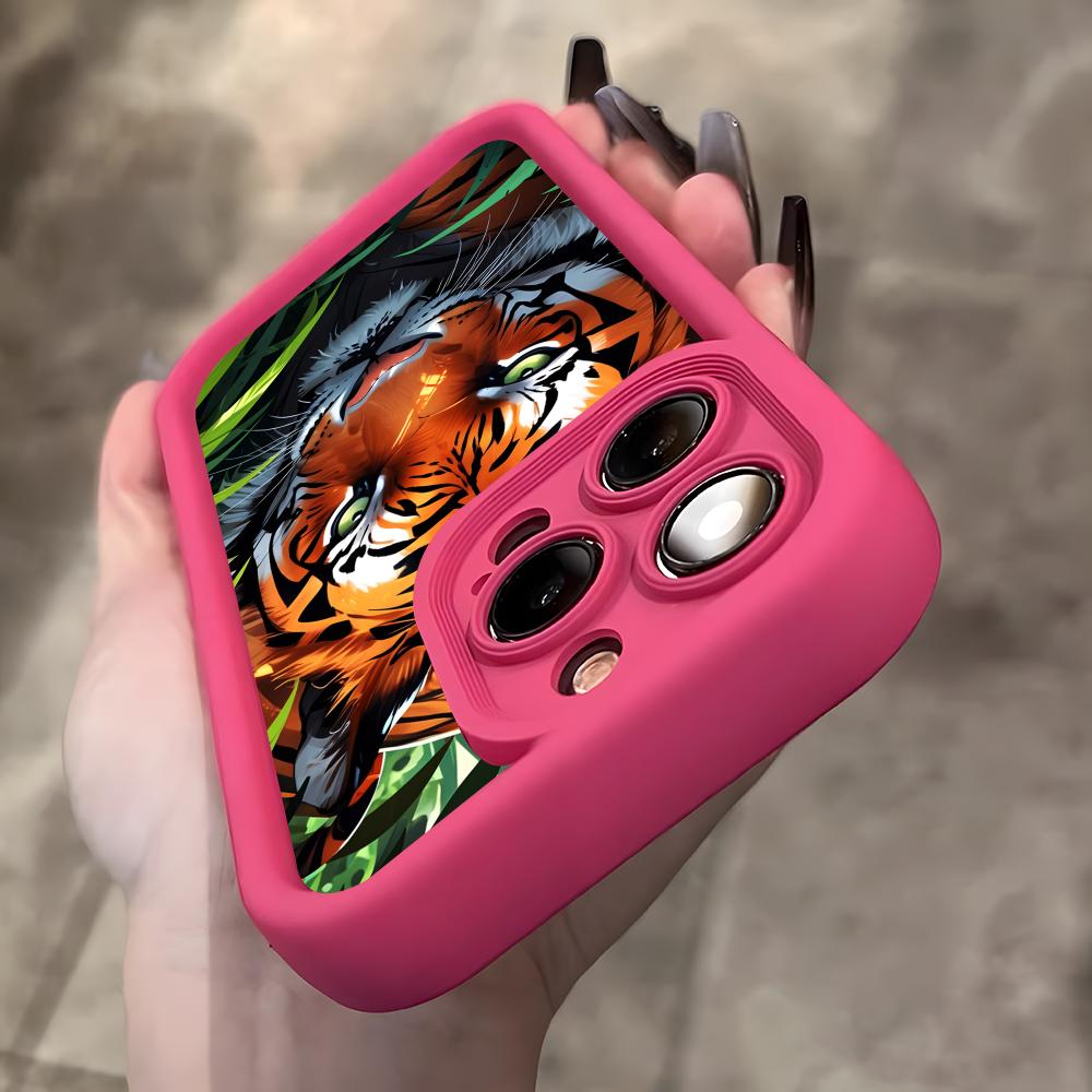 Tiger Neon Dicke TPU Handyhülle für iPhone 17 16 15 14 13 12 11 Air Pro Max Plus Buntes Cover