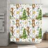 Watercolor Christmas Shower Curtain Festive Animal Print Decor For Bathroom Reindeer Trees Vivid Colors Eco-Friendly Fabric Mate