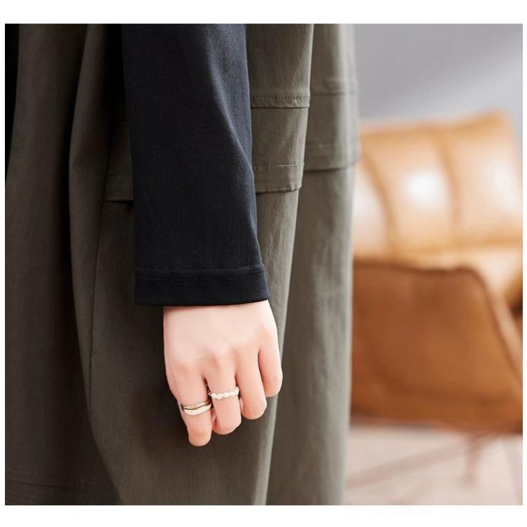 Modische Freizeitkleidung für Damen: Herbst Koreanischen Stil Mit Kapuze Farbblock Patchwork Langes Kleid