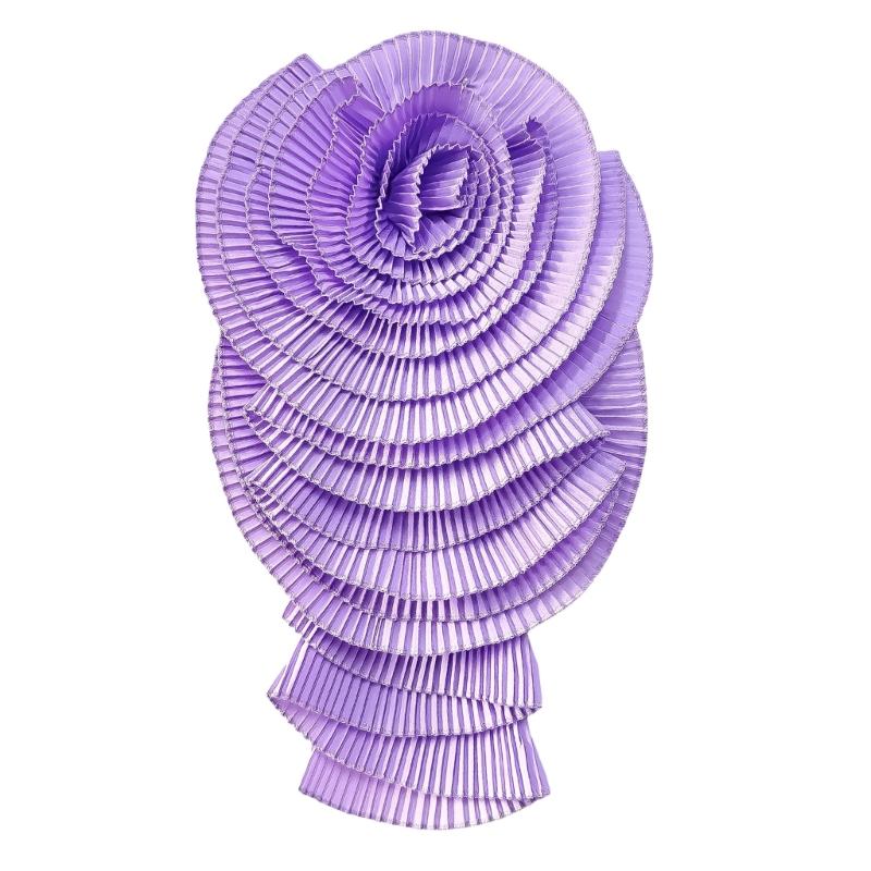 Fashionable Pleated Big Flower Lapel Pin Exaggerated Folded Flower Brooch for Dress and Shirt Women Breastpin Ornament