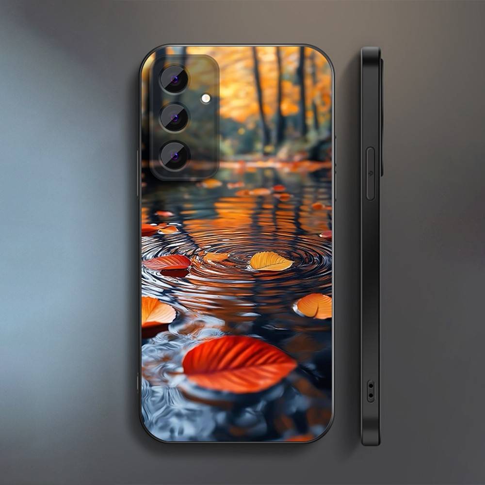 Autumn Leaves Falling Phone Case For Samsung S 25,24,23,22,30,21,10,9,Ultra,Plus,Lite,FE,4,5 G Soft Black Case