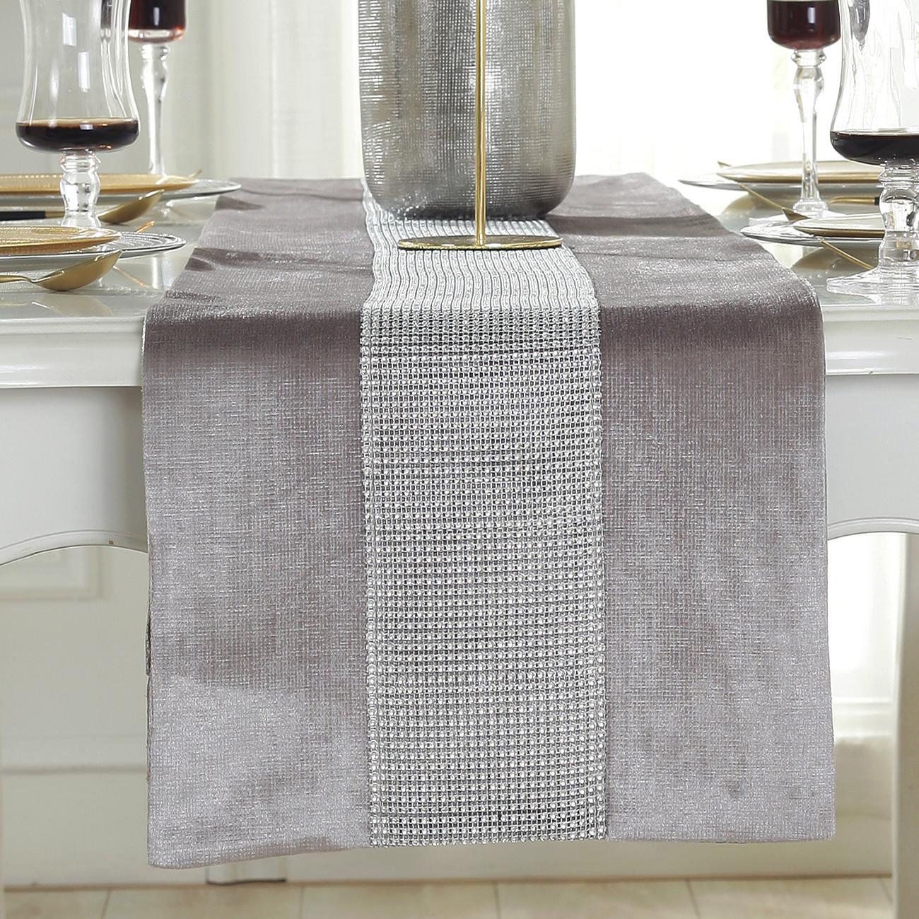 

Premium Full Diamond Luxury Embroidered Table Runner Modern European Jacquard Table Runner Modern Style Sparkling Accessories, Jacquard&32x180cm