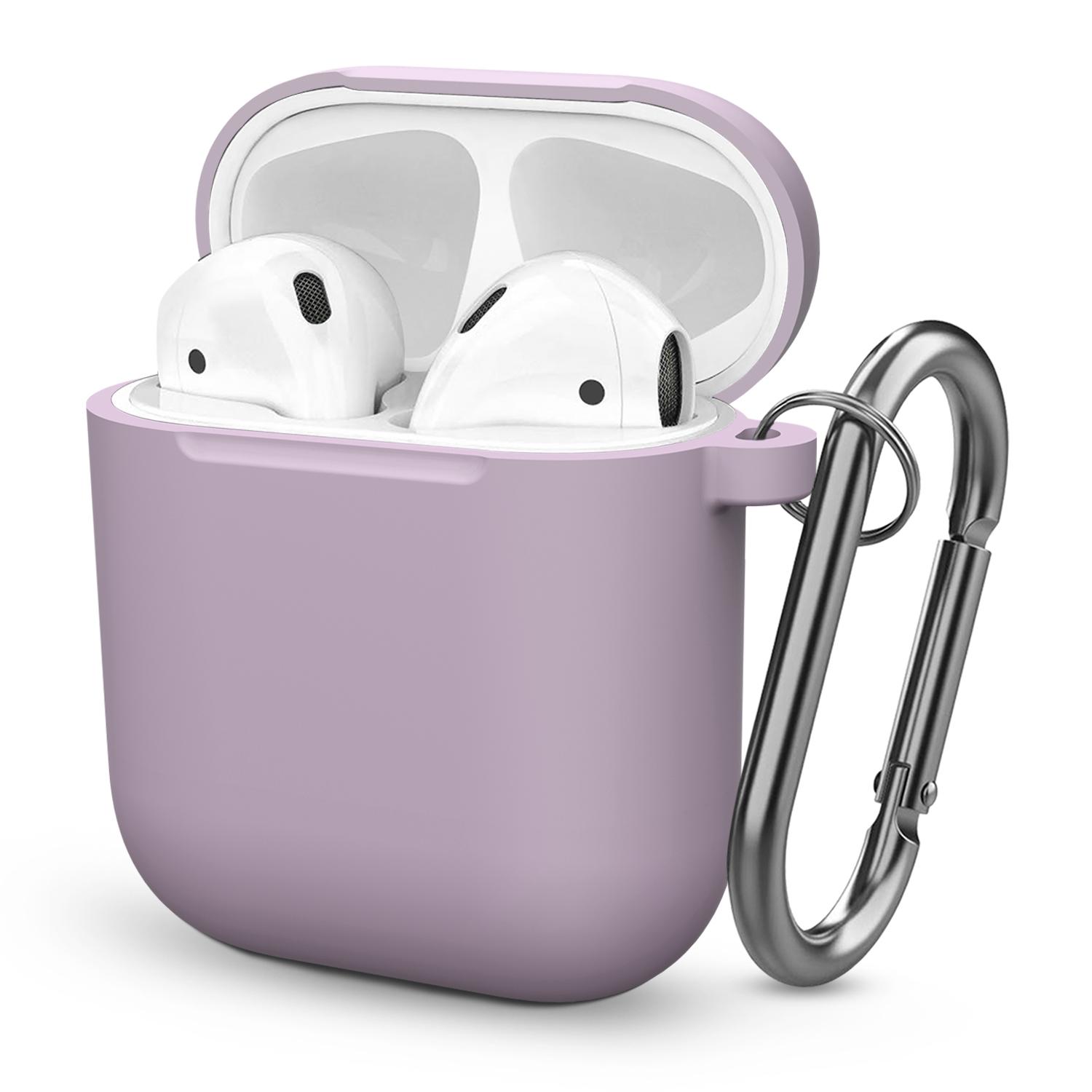 

Силиконовые чехлы для Airpods 1-го 2-го поколения, Роскошный защитный чехол для беспроводных наушников, Противоударный корпус с крючком, Аксессуары для наушников фиолетовый