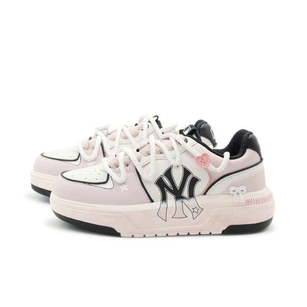 MLB Klobige Liner Rutschfest Abriebfest Niedrig geschnitten Skateboard-Schuhe Unisex Rosa Weiß 3ASXCA12N-50WHS(Team186-)