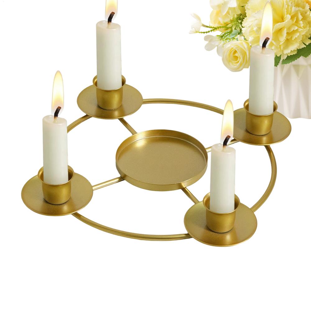 Gold Candle Holders Modern Gold Table Centerpieces Advent Wreath Candle Stick Holders For Home Kitchen Living Room Bedroom