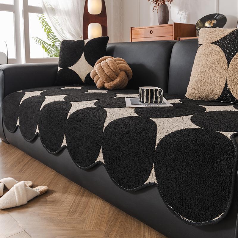 Nordic High-Grade Camellia Sofa Cushion Special-Shaped Irregular Sofa Seat Cushion Anti-Slip Cover Cloth