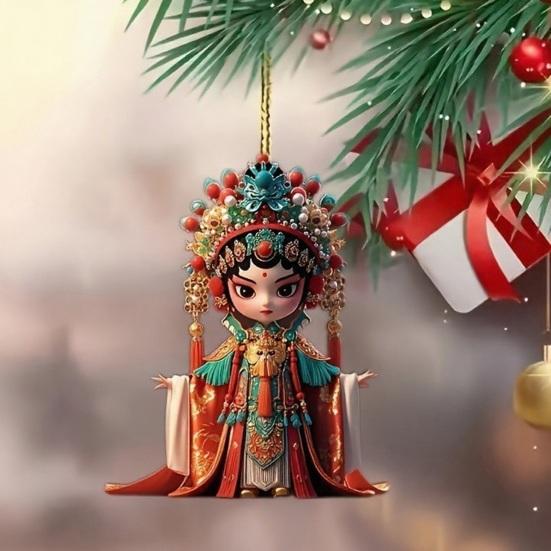 Yousheng Peking Oper Figur Acryl Dekoration 2D Flach Chinesischer Stil Cartoon Mädchen Oper Weibliche Rolle Auto Rückspiegel Hängeornament Anhänger