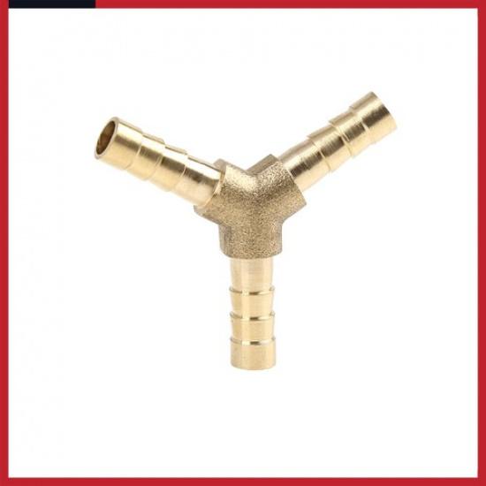 6mm Brass Hose Barb Fitting Y-Shaped 3 Way Connector for Air Water Gas Oil 5 Pcs