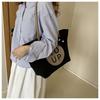 Trendy Street Style Canvas Tote Bag Fall 2023 Casual Large Capacity Shoulder Bag
