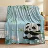 Cute Panda Bamboo Blanket Gift for Panda Lover Adult Kids Flannel Throw Blanket Soft Fuzzy Lightweight for Couch Bed Sofa Decor