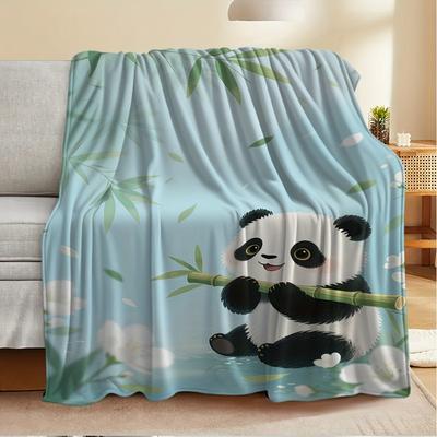 Cute Panda Bamboo Blanket Gift for Panda Lover Adult Kids Flannel Throw Blanket Soft Fuzzy Lightweight for Couch Bed Sofa Decor