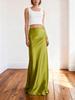 Haute Couture Acetate Satin Extra-Long Goddess Midi Skirt with Elastic Waist